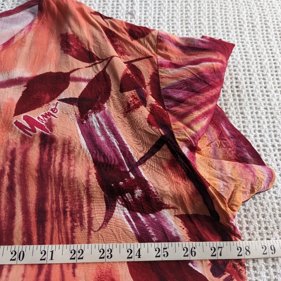 VTG Mamo HOWELL Rayon Floral Orange Blouse Top Women's Plus Size 2X Made Hawaii - Picture 7 of 8